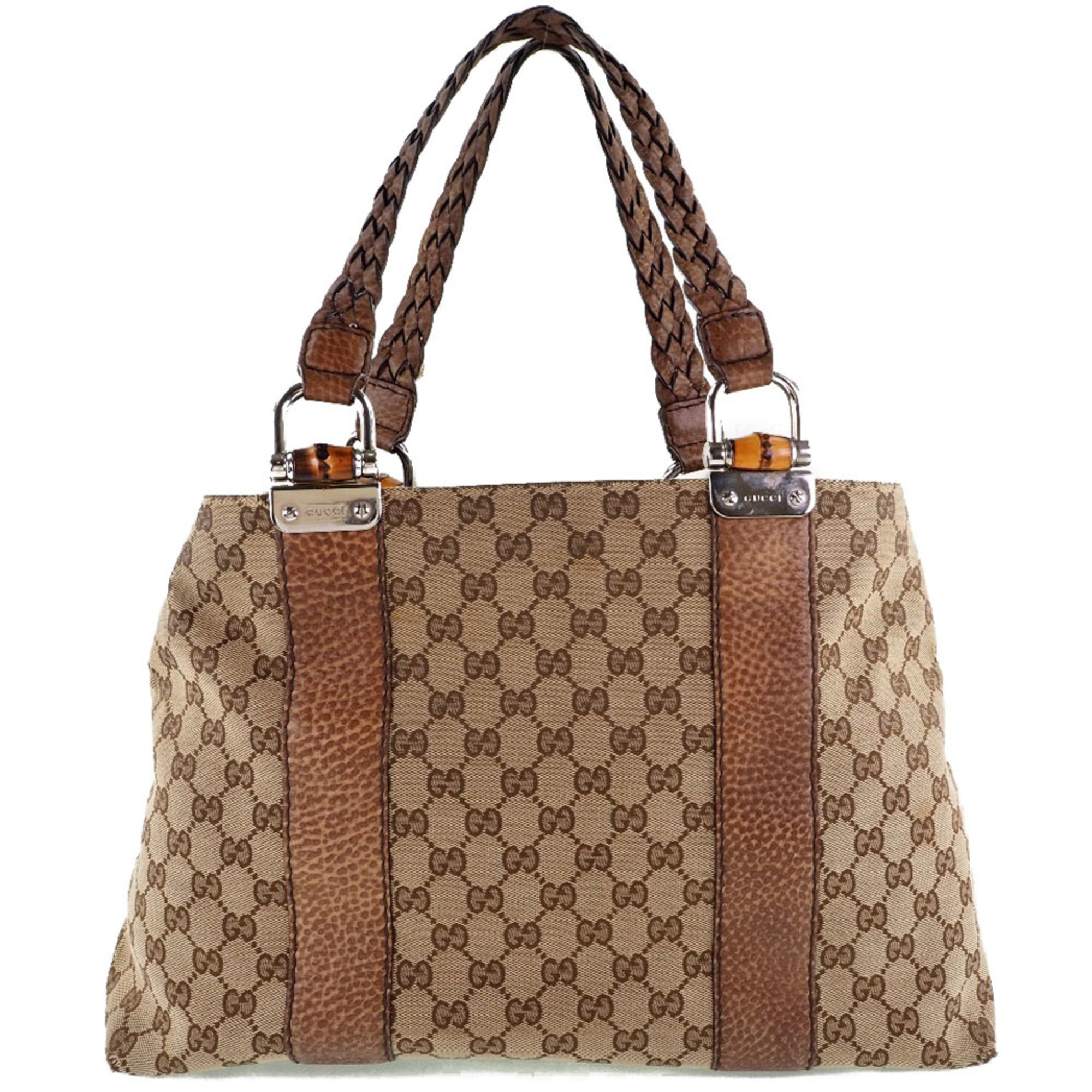 Gucci 232947 Gg Canvas X Bamboo Brown Women's Tote Bag
